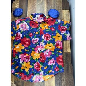 Compagnie Internationale Express Silk Floral Button Up Shirt - Size M